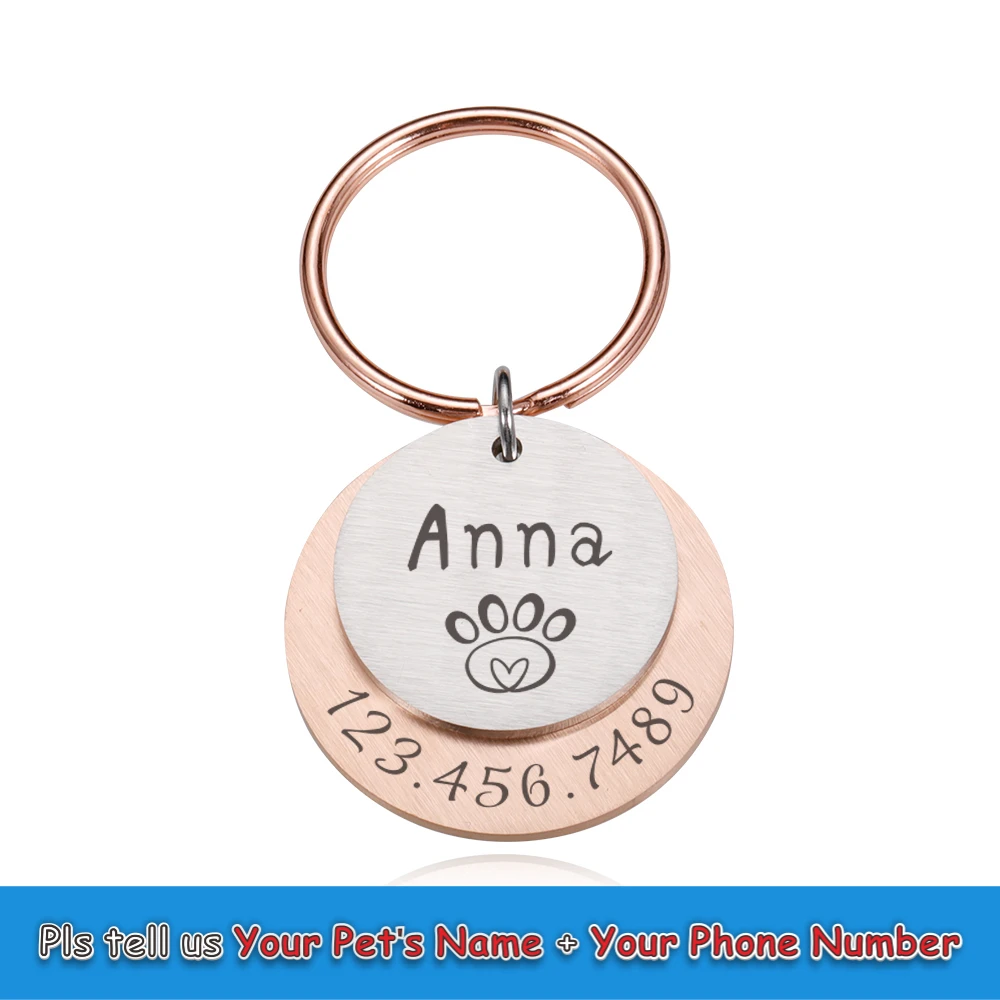 Personalized Engraving Pet ID Tags Anti-lost Dog ID Tag Identification Customized Pet Name Puppy Collar Dog Cat Tag Pet Supplies 