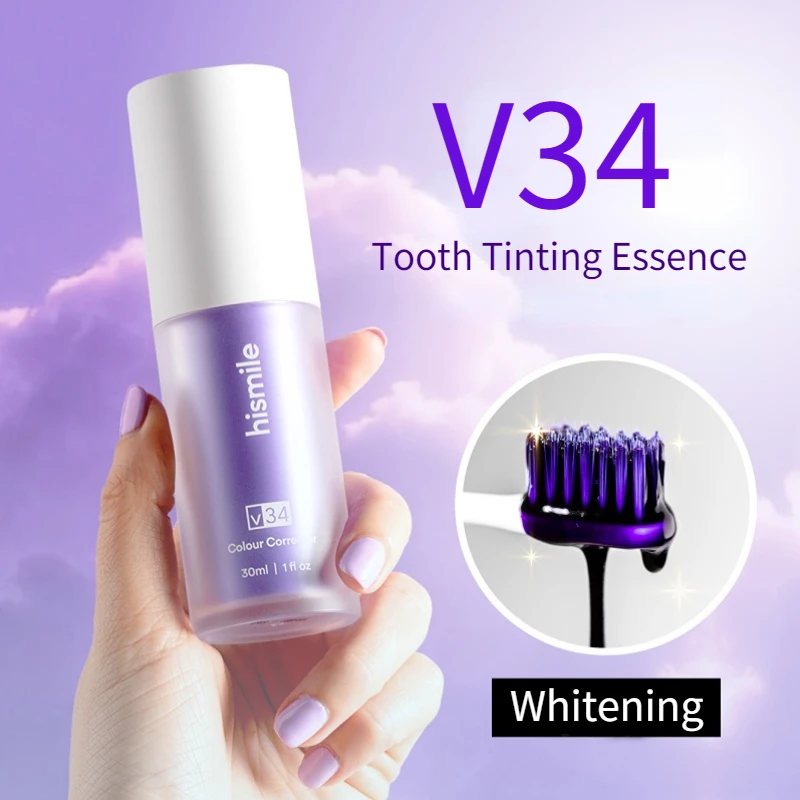 HISMILE V34 30ml Toothpaste Purple Color Corrector Toothpaste For Teeth White Brightening Tooth