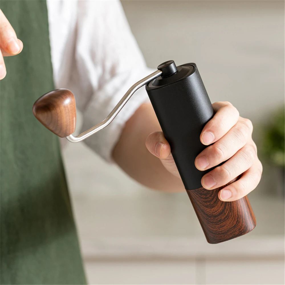 

Portable Manual Coffee Grinders French Embossing Machine Hand-Held Mini Cup Brushed Stainless Steel Crank Conical Coffeeware