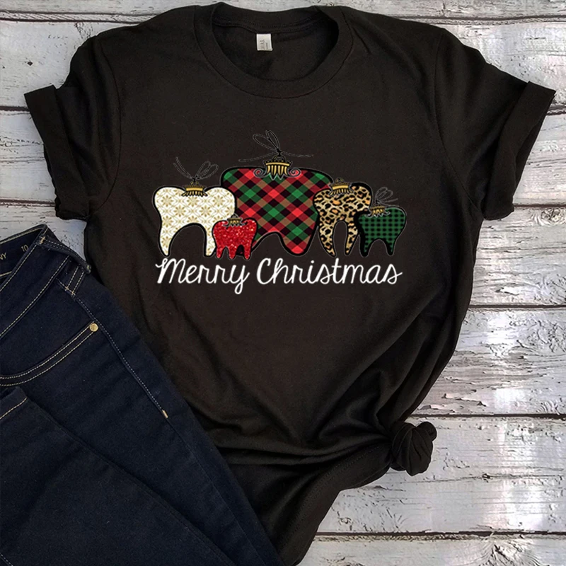 

Dental Christmas Tshirt Dental Shirt Merry Christmas Tees Christmas Dentist Teeth Kawaii Clothes Christmas Harajuku Tops M
