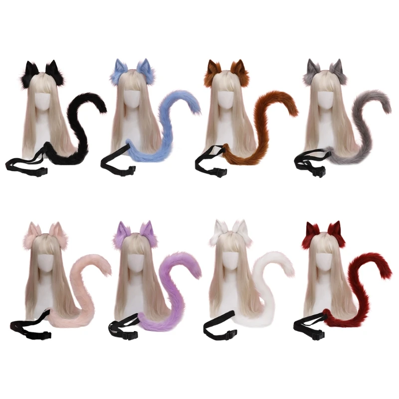 

Sexy Anime Ears Hairhoop Plush for Cat Ear Tail Set Sweet Accessories Cos