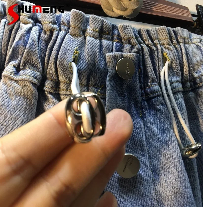 2022 Summer Exquisite Rhinestone Love Blue Denim Shorts Women Elastic High Waist Loose Slimming Wide-Leg Jeans Shorts Hot Pants