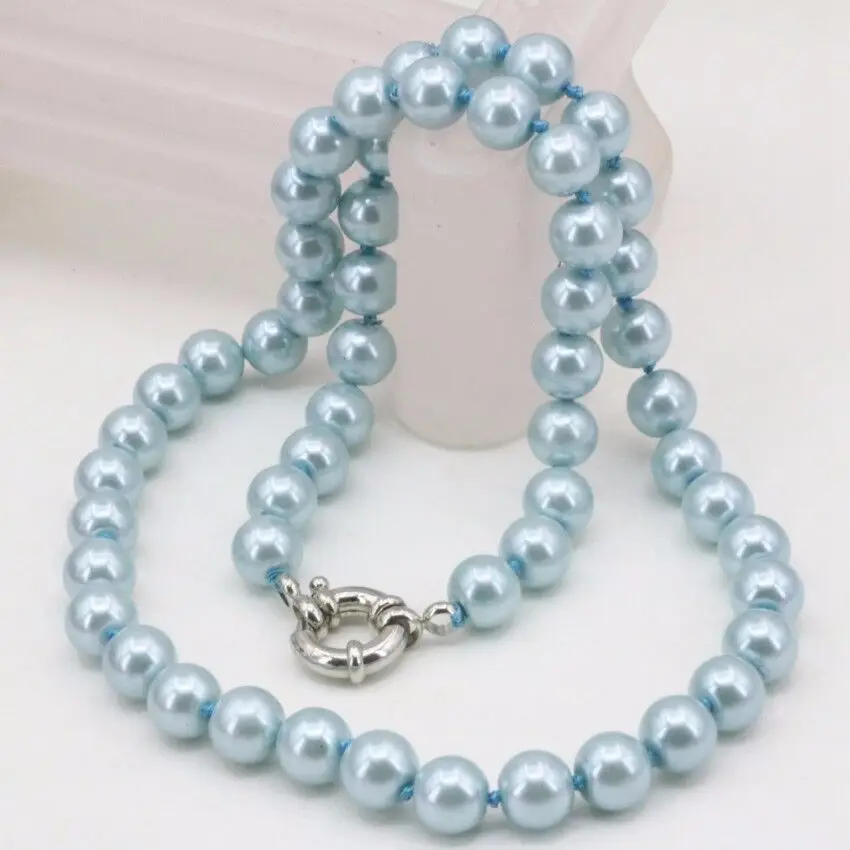 Long 1810mm Light blue Akoya Shell Pearl Necklace