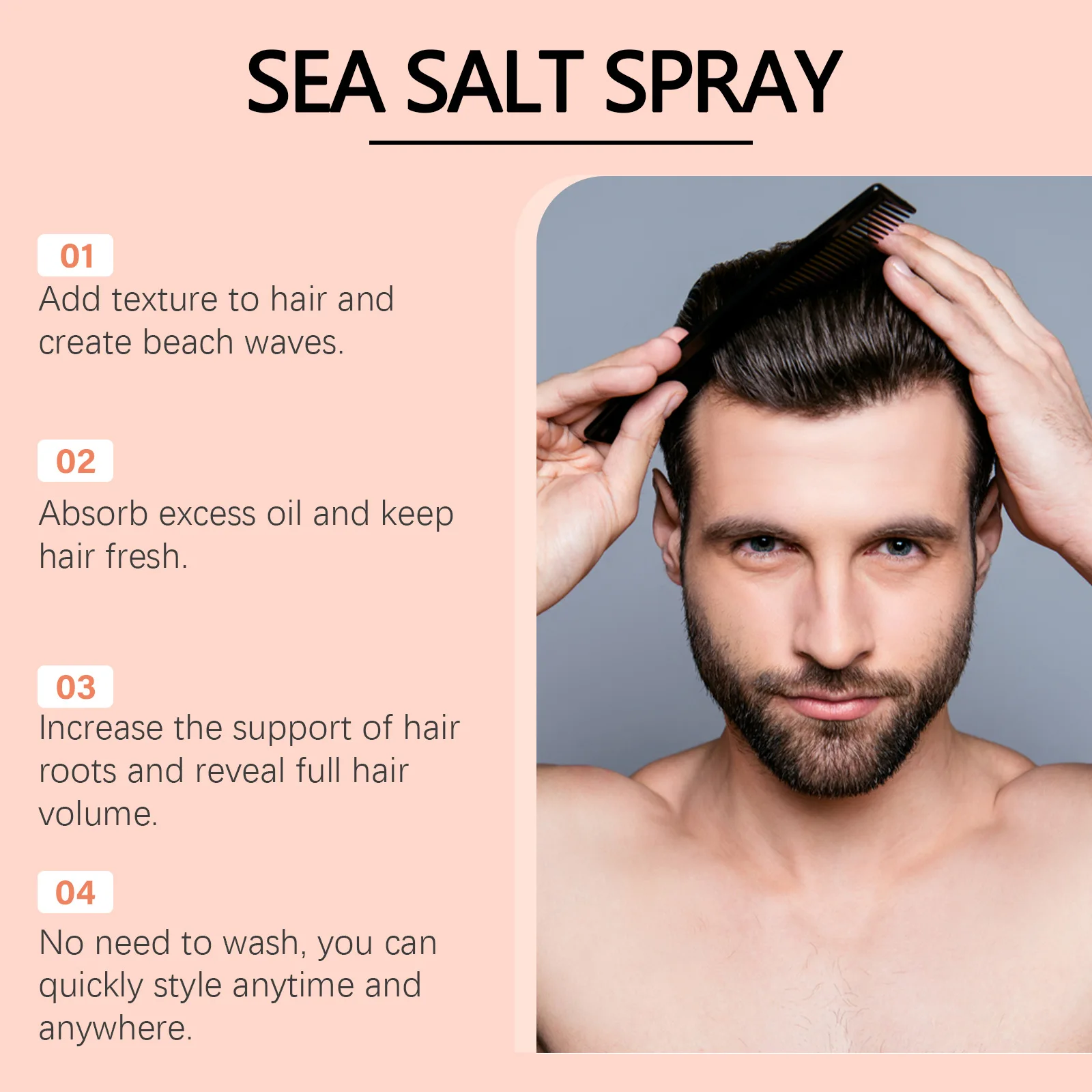 EELHOE Hair Sea Salt Styling Spray Lazy Refreshing Oil Control Fluffy Hair Leave-in Styling Dry Spray for 100ml