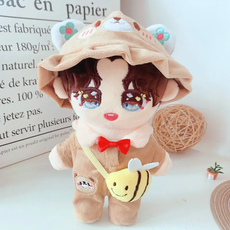 

20cm Doll Outfit Plush Doll's Clothes bear hat bee Satchel Stuffed Toys Dolls Accessories for Korea Kpop EXO Idol Dolls Gift