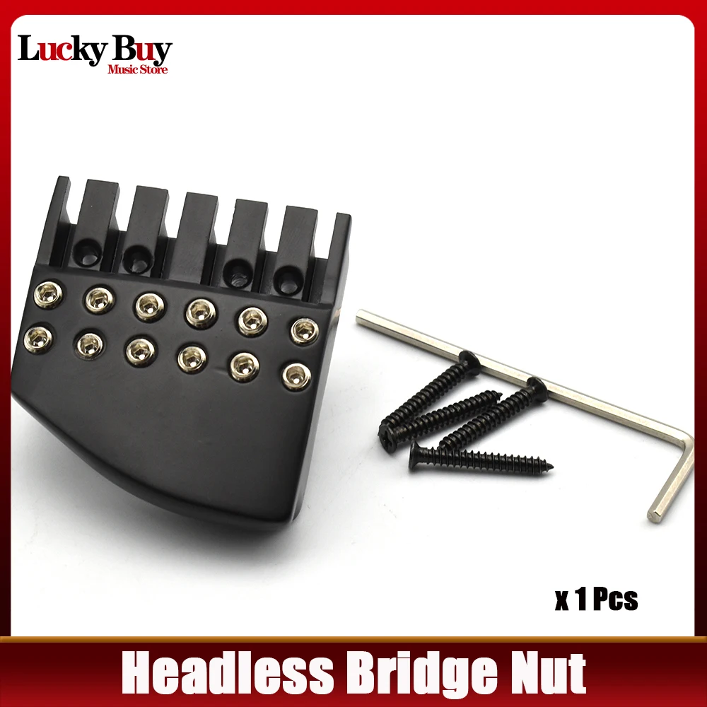 

6 Strings Headless Electric Guitar Nut Strings Lock Bridge Part for Electric Guitar Black