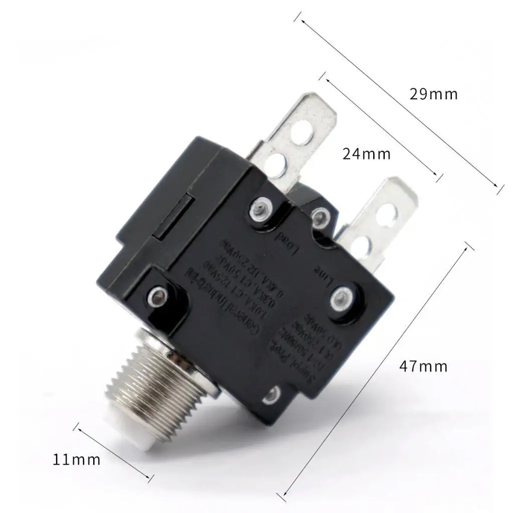 

Circuit Breaker 5AMP Push Button Resettable Thermal Panel Mount 125/250V 50V DC