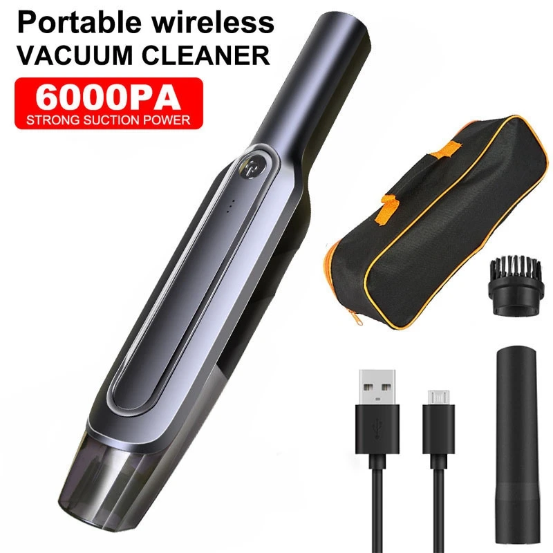 

Новый беспроводной пылесос 6000 ПА портативный ручной пылесос Перезаряжаемый для сухой и влажной уборки для автомобиля домашних питомцев