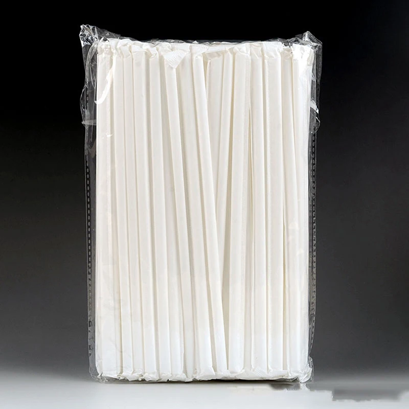 100Pc 20.5cm Individual Packaging Disposable Plastic Curved Drink Straw Wedding Party Bar Drink Birthday Reusable Beverage Straw