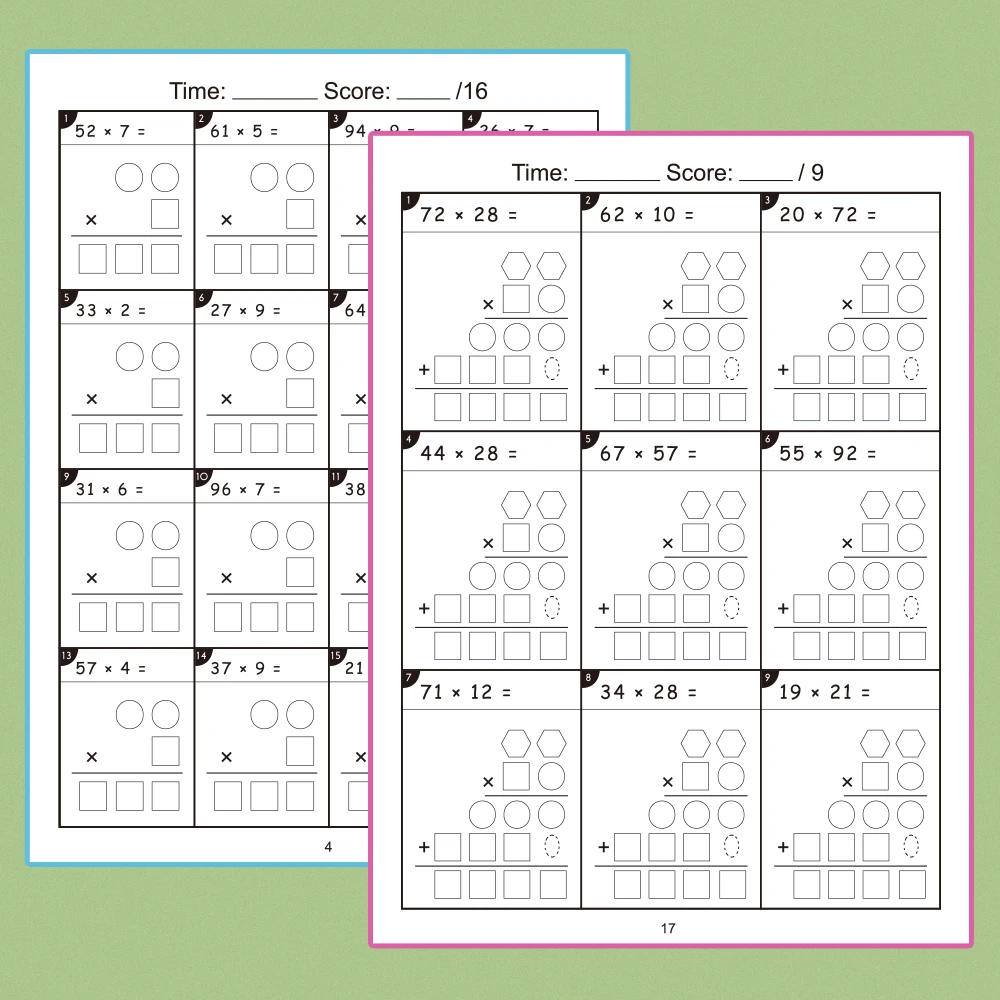 2 books Long Division Practice 2-digit Multiplication Worksheet Mathematical Operation Calculation Homework Workbook for student 5