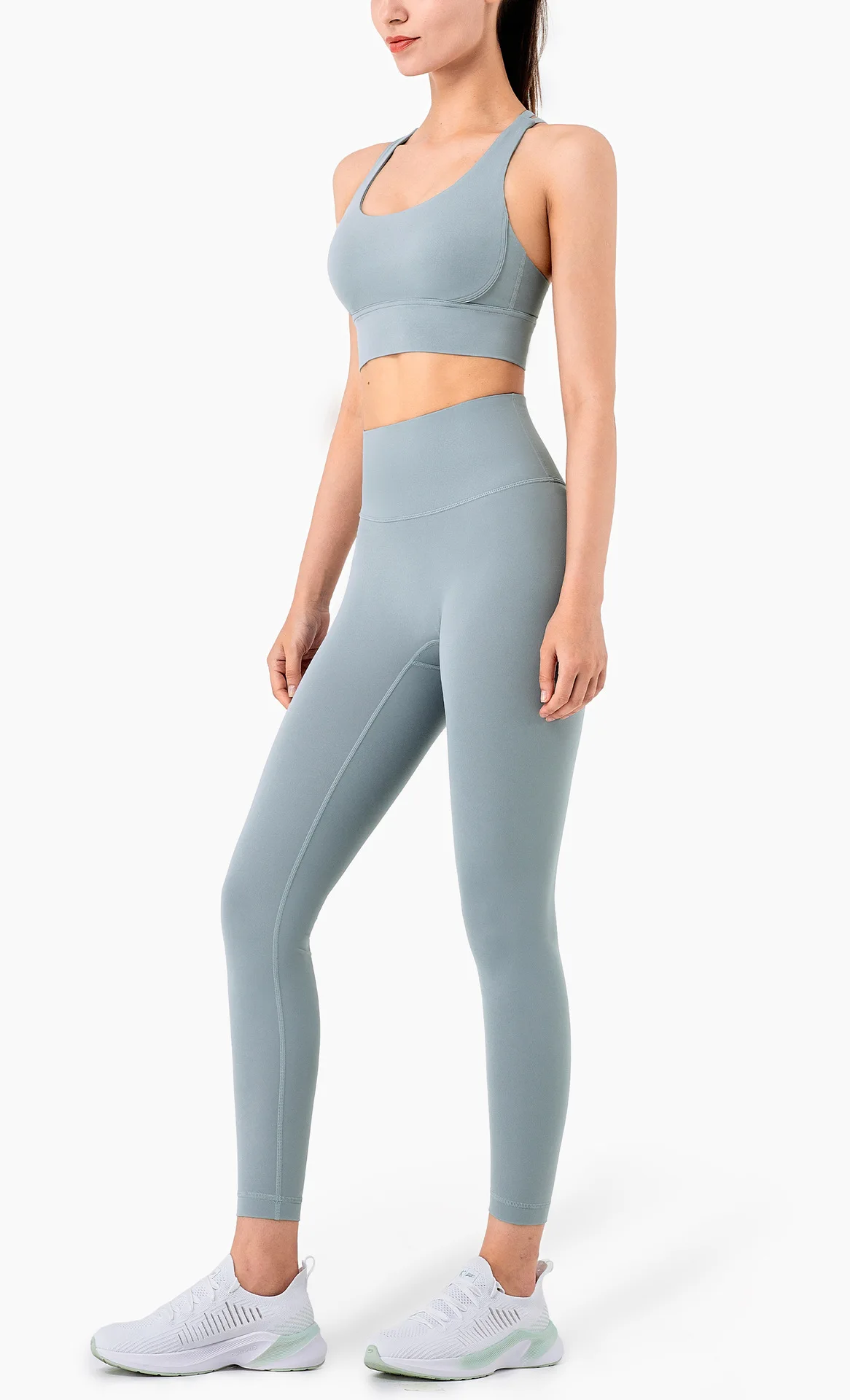 SOISOU 2-teiliges Sport-Yoga-Set für Damen, Trainingsanzug, Fitnessstudio, Fitness-Set, Damen-Leggings, Sport-BH, atmungsaktiv, Sportbekleidung, Damenbekleidung – Detail 19