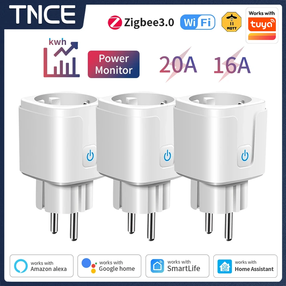 TNCE Tuya WiFi/Zigbee 스마트 플러그 16A/20A EU 스마트 소켓..
