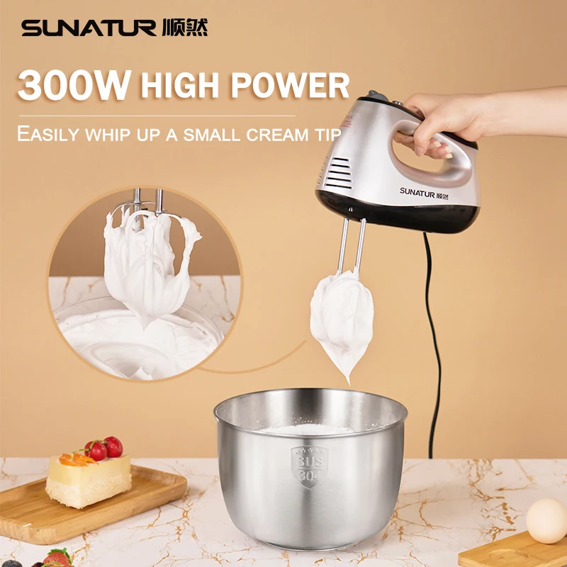 SUNATUR Electric Kitchen Blender & Beater, Supports Cream Mixing, Processor for Egg & Cake Baking Needs 4