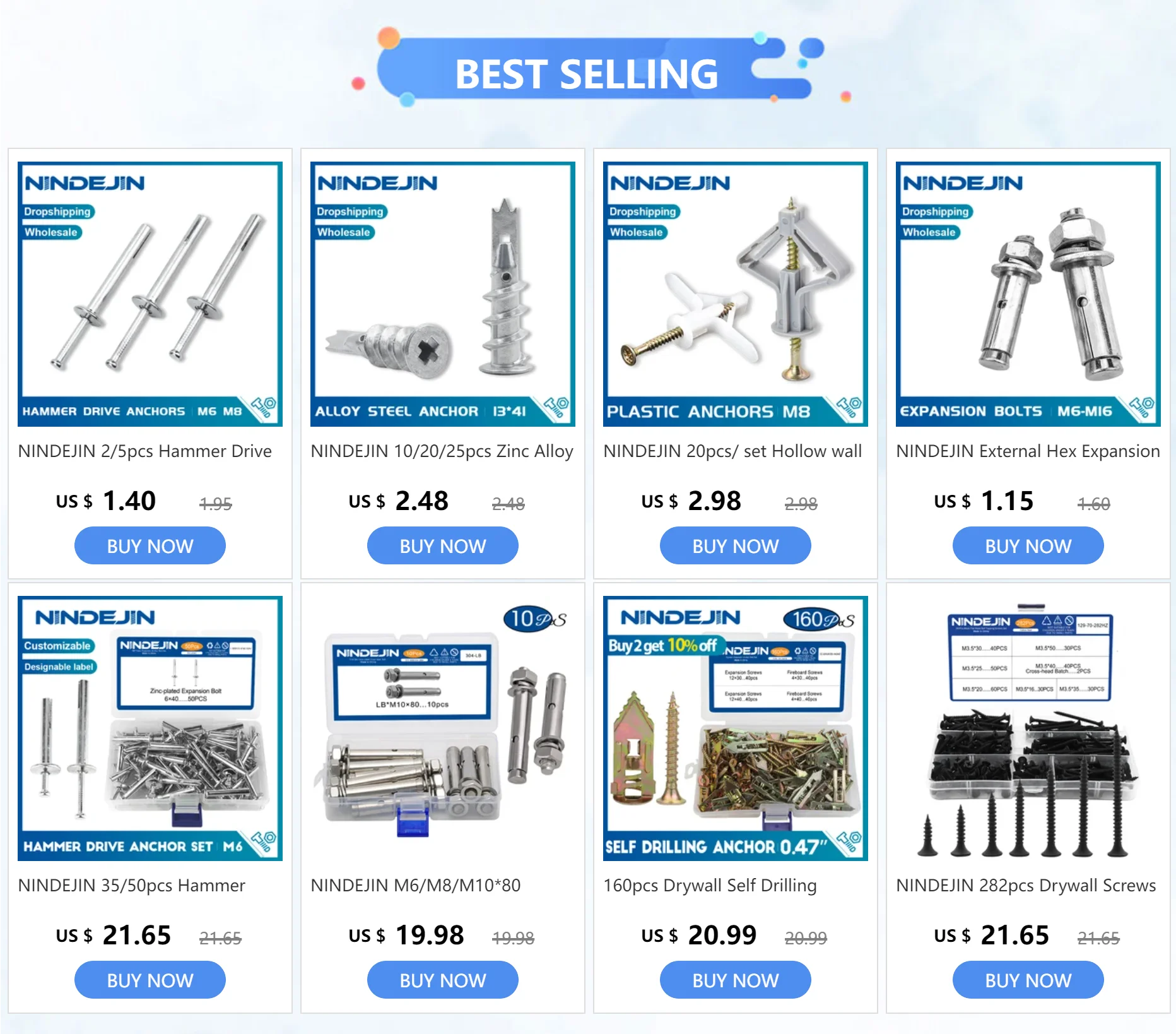 NINDEJIN Heavy Duty Expansionsbolzenanker Gelb verzinkte Fixschrauben M6 M8 M10 M12 M14 M16 Hülsenanker für Beton – Detail 1