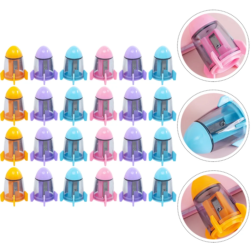 ForTomorrow Manual Pencil Sharpener Bulk - 24 Pack Small Colored Handheld Dual Hole Pencil Sharpeners With Lid For Kids, School Classroom