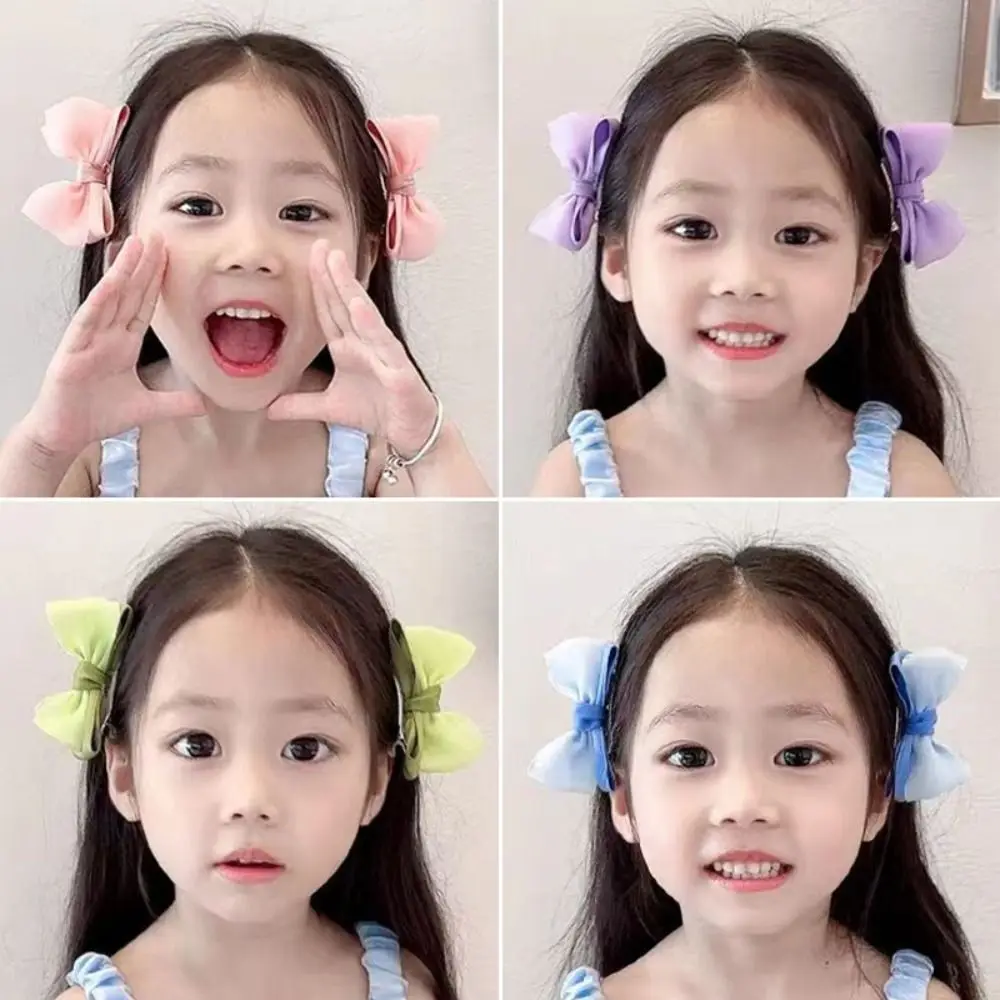 2개 패션 젤리 원사 리본 헤어핀 캔디 컬러 머리장식 덕빌 클립 소녀용