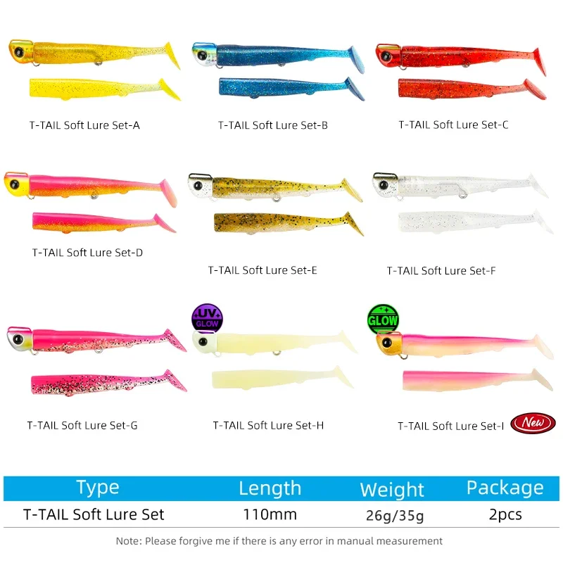 TSURINOYA T Tail Soft Worm 110mm 35g Ultra Long Casting Fishing Lure For Seabass Flounder Sea Fishing Soft Bait Jig Hooks fishing lure