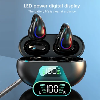 GREATWALL Wireless Bluetooth Earphones Earhook HIFI Headphones Stereo Sound Sports Headset HD Call Earbuds LED Digital Display 5