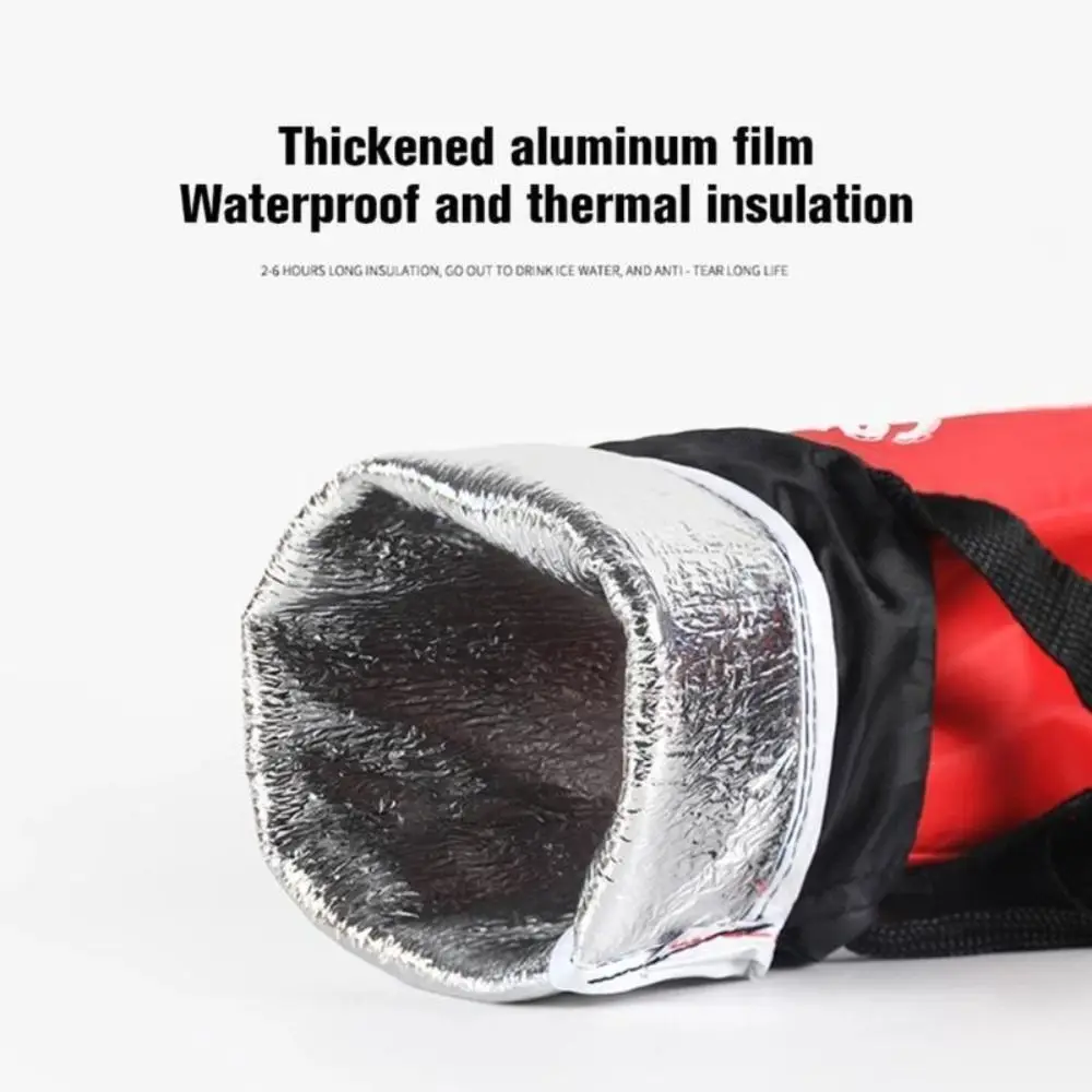 Sac Isotherme Pour Bouteille D'eau - Tissu Oxford Avec Film Aluminium, Bretelle Réglable, 30x10 Cm, Rouge