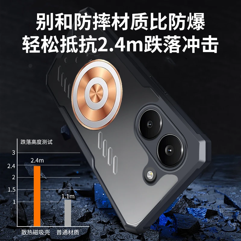 Enhanced Heat Dissipation Transparent Phone Case with Red Copper Totem Design - Graphene Cooling Shockproof Shell