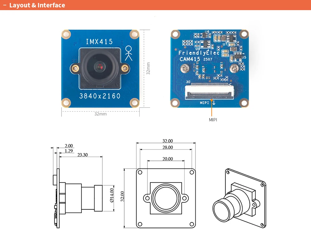 4K MIPl Camera Module CAM415 8MP STARVIS IMX415 lmage Sensor AI 4K Video Recordi