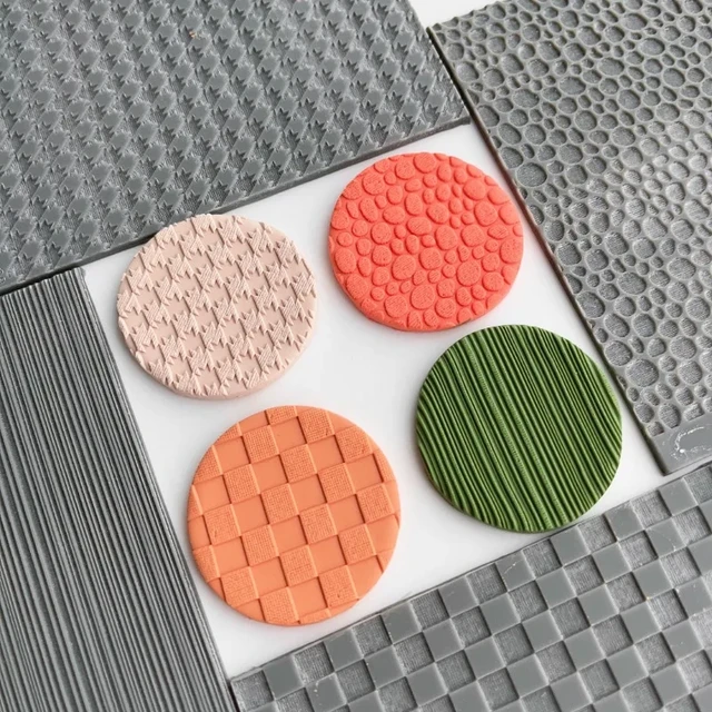 Polymer Clay Texture Mat Rubber Stripes Square Stone Shape Texture Sheet  Silicone Mold Polymer Clay Supplies