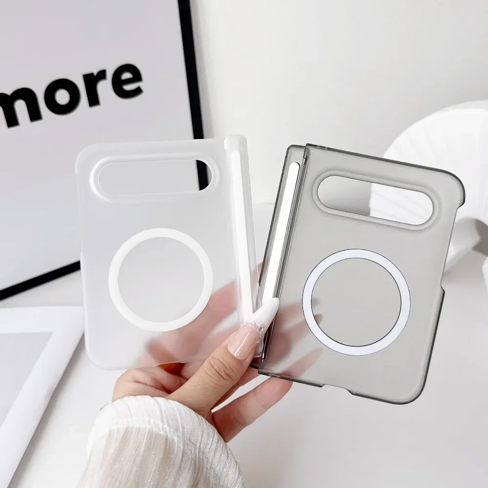 Magnetic Translucence Shockproof Slim Frosted Foldable Clear Case