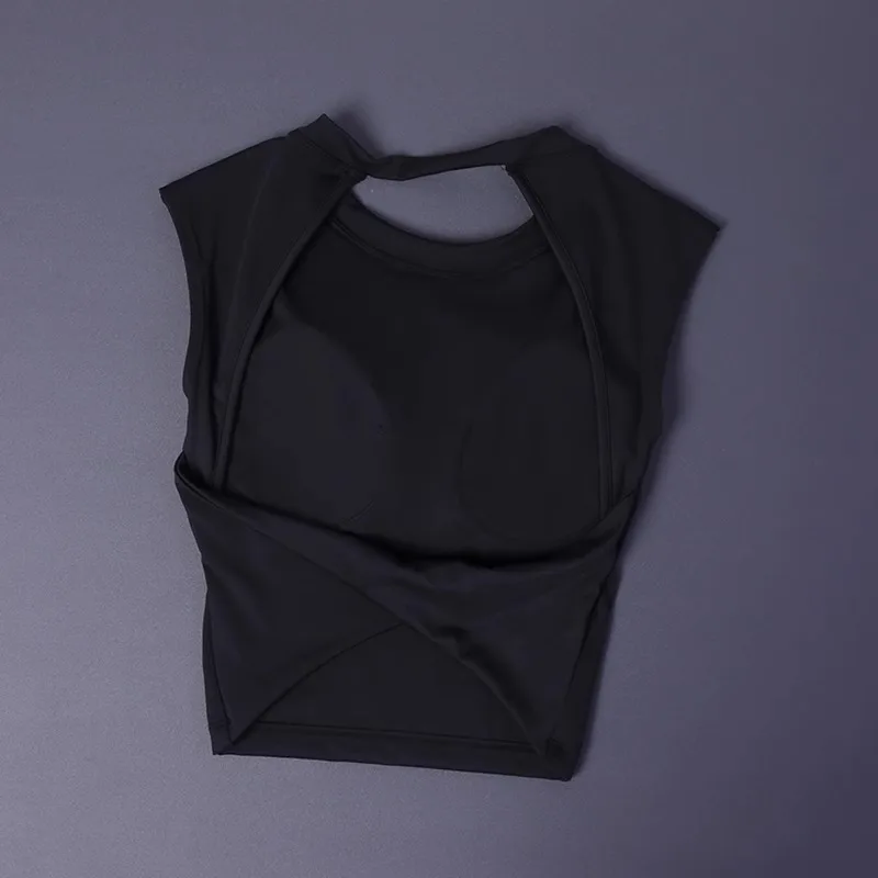 Yoga Top Women's Sexy Short Backless Fixed Chest Pad Sports T-shirt Vest Tight Quick Drying Sleeveless