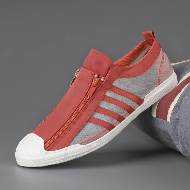 

2023 New Brand Men's Canvas Shoes Mesh Breathable Low-top Vulcanized Shoes Men Espadrille Comfortable Casual Canvas Sneakers Man