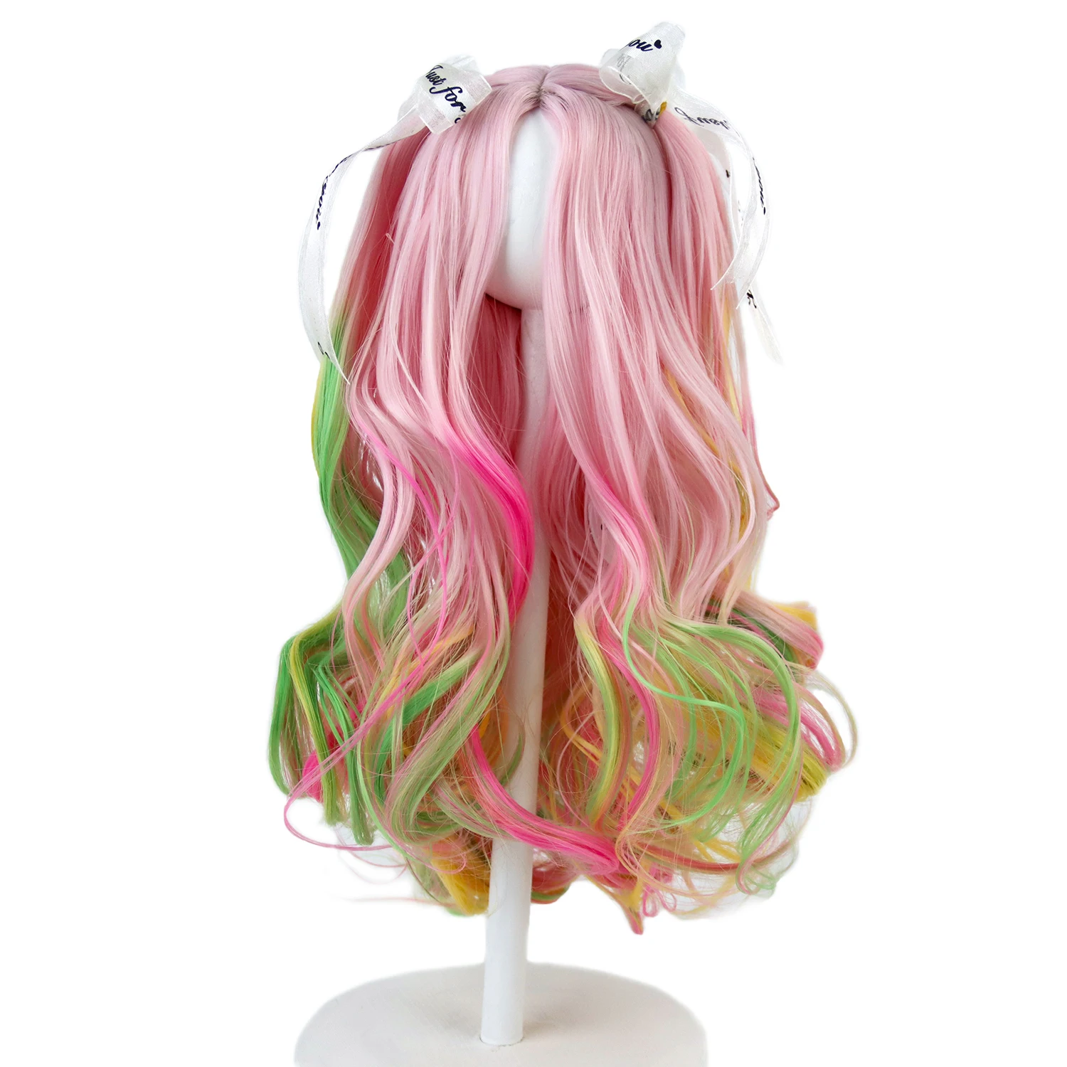 

MUZIWIG 18 inch American Dolls Hair Wig Gradient Curly Hair DIY Doll Accessories High Resistant Wavy Wig For DIY Doll