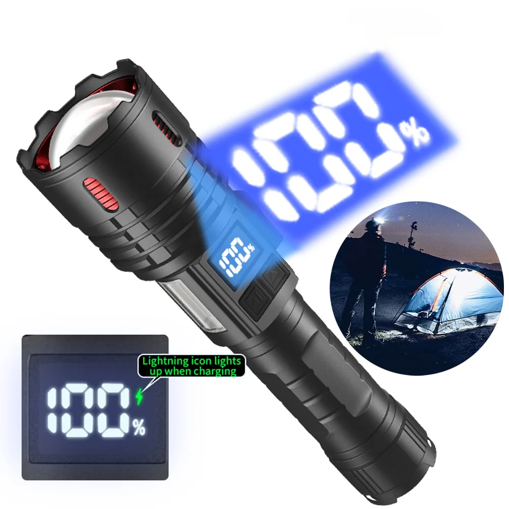 COB 사이드 라이트 핸드헬드 LED 손전등, 강력한 LED 손전등, IPX4 방수, 강력한 작업 조명, 정전용 1000LM