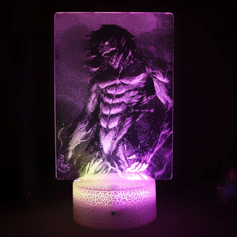 

Attack On Titan Shingeki No Kyojin Eren Jaeger 3d Led Lamp For Bedroom Manga Night Light Anime Action Figure Chlidren's Gift