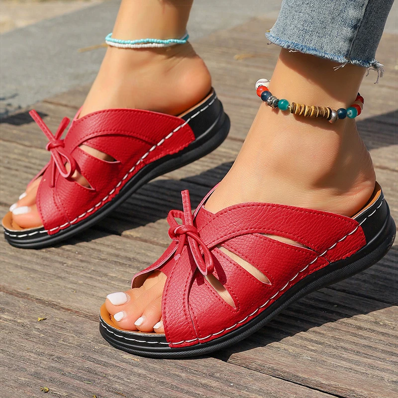 Women's Sandals Sweet Wedges Heels Sandals Woman Summer Shoes 2025 Summer Sandals With Heeled Slippers Summer Footwear Women