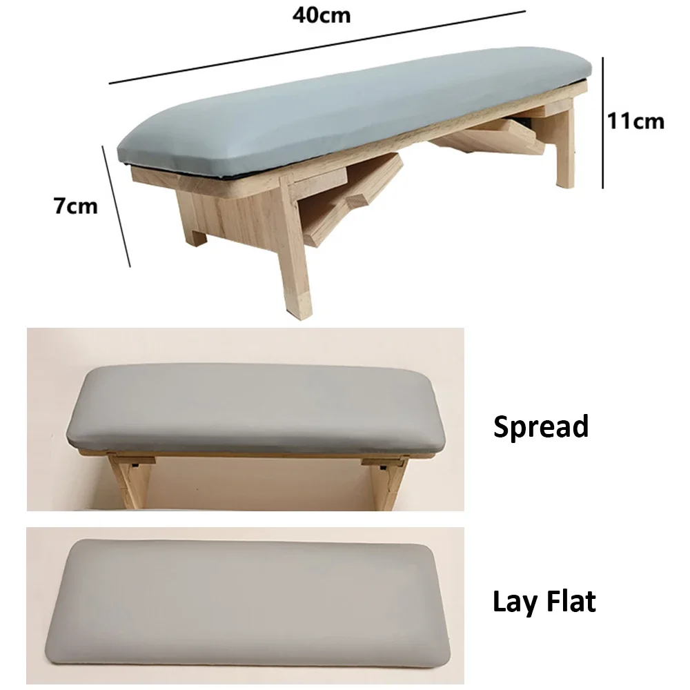 ANGNYA Beveled Nail Art Hand Pillow Folding Solid Wood Hand Rest For Nails Manicure Table PU Leather Arm Rest Nail Stand Holder
