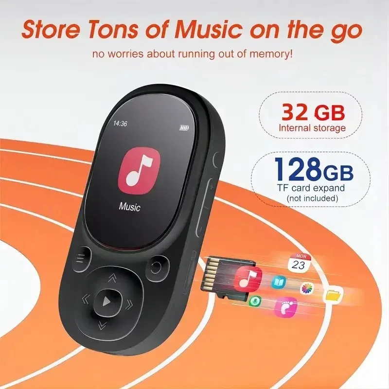 Compact 32GB MP3 Player with FM Radio and Pedometer