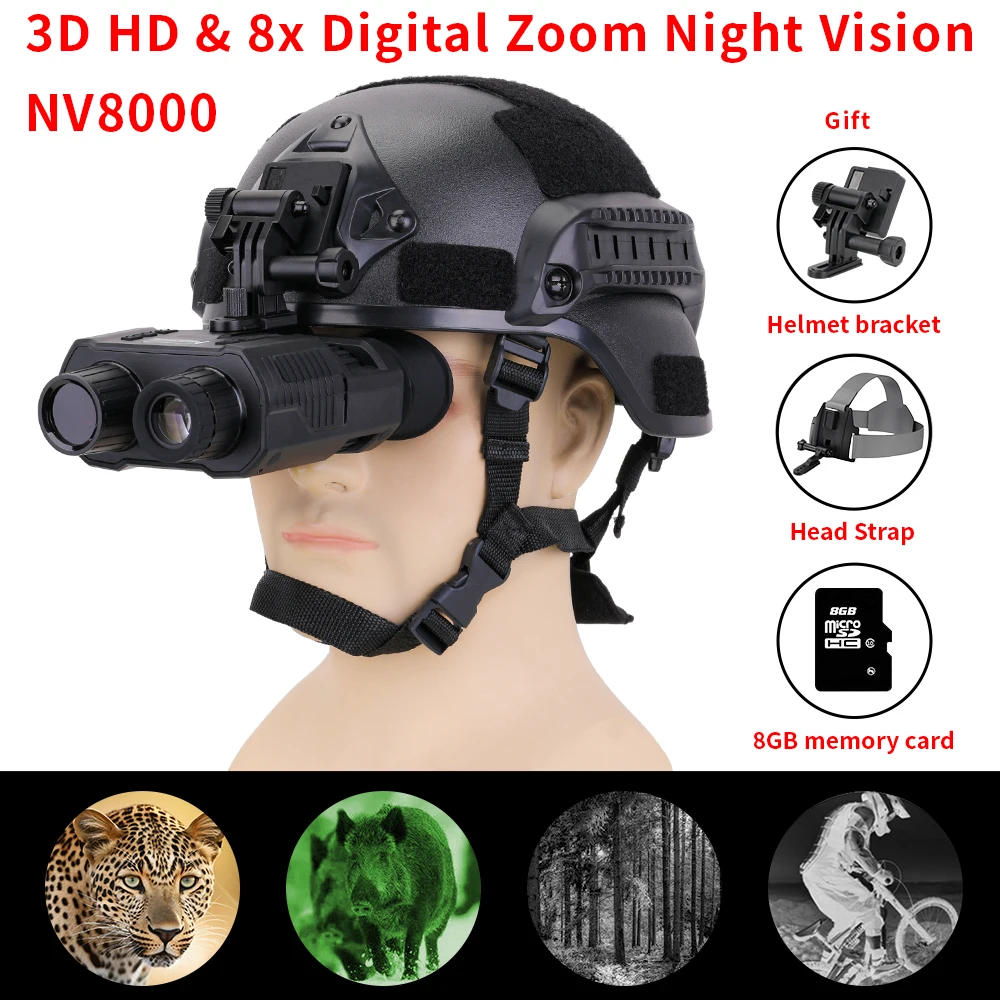 

ISHARE NV8000 Helmet 3D Night Vision Goggles IR 1080p HD infrared NV Binocular Naked Eye 3D Helmet Eyepiece Head Mount Darkness