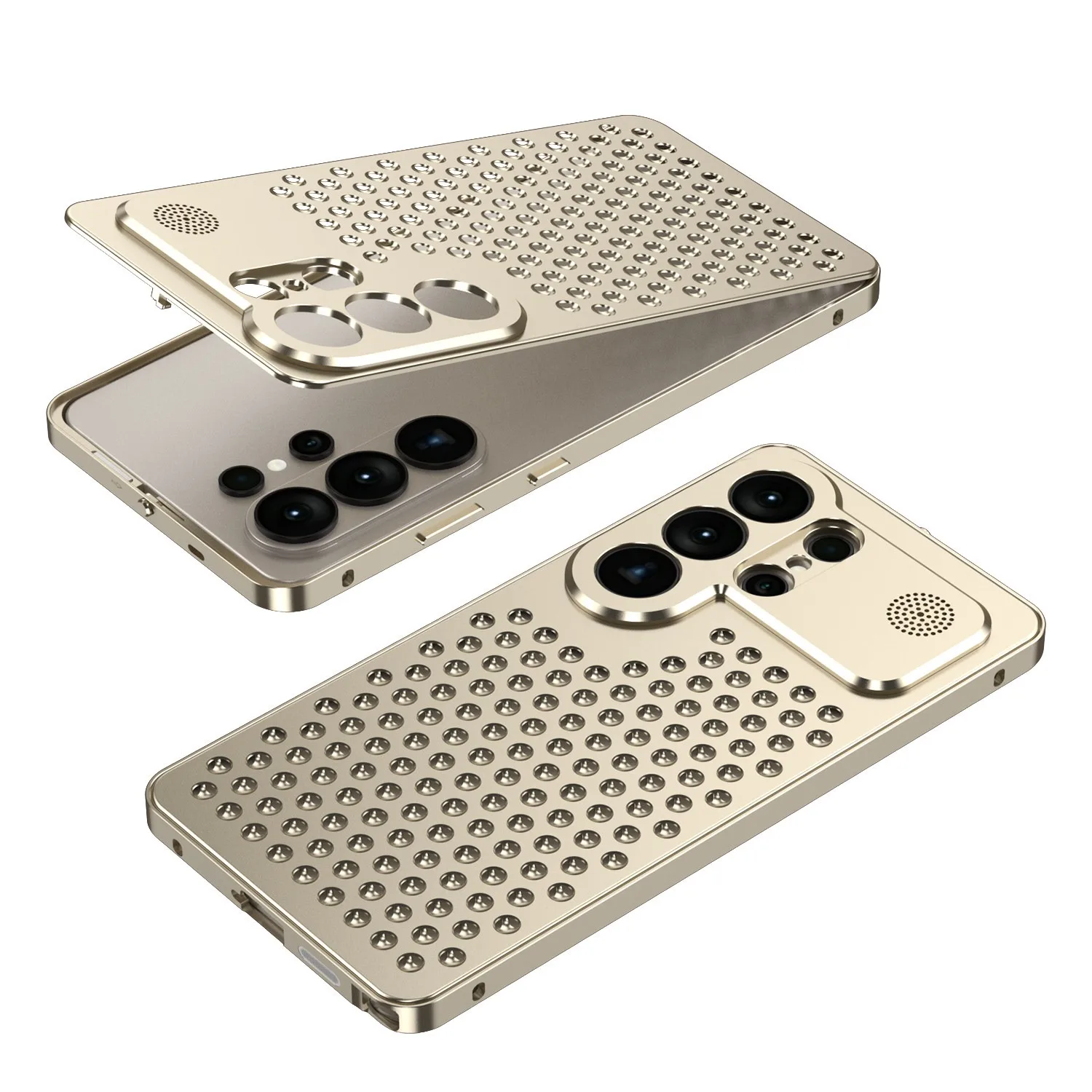 Elegant Hollow Out Metal Frame Phone Case with Heat Dissipation and Fragrance Feature