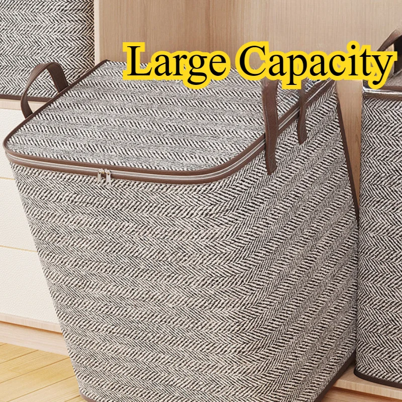 Large-capacity Clothes Storage Bag Fabric Oblique Striped Storage Box Household Large-capacity Clothes Quilt Storage Packing Bag 2