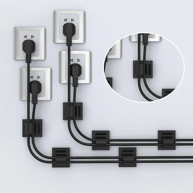 Self Adhesive Cable Management Organizer Clips Adjustable Wall Desk Tidy Data Wire Cord Fixer Fastener Clips for Home Office cable organizer