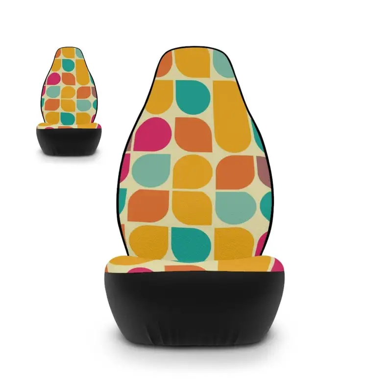 

Mid Century Modern Car Seat Cover for Women, 50s Retro Geometric Cute Seat Cover for Car Vehicle, Colorful Vintage Aesthetic Sea