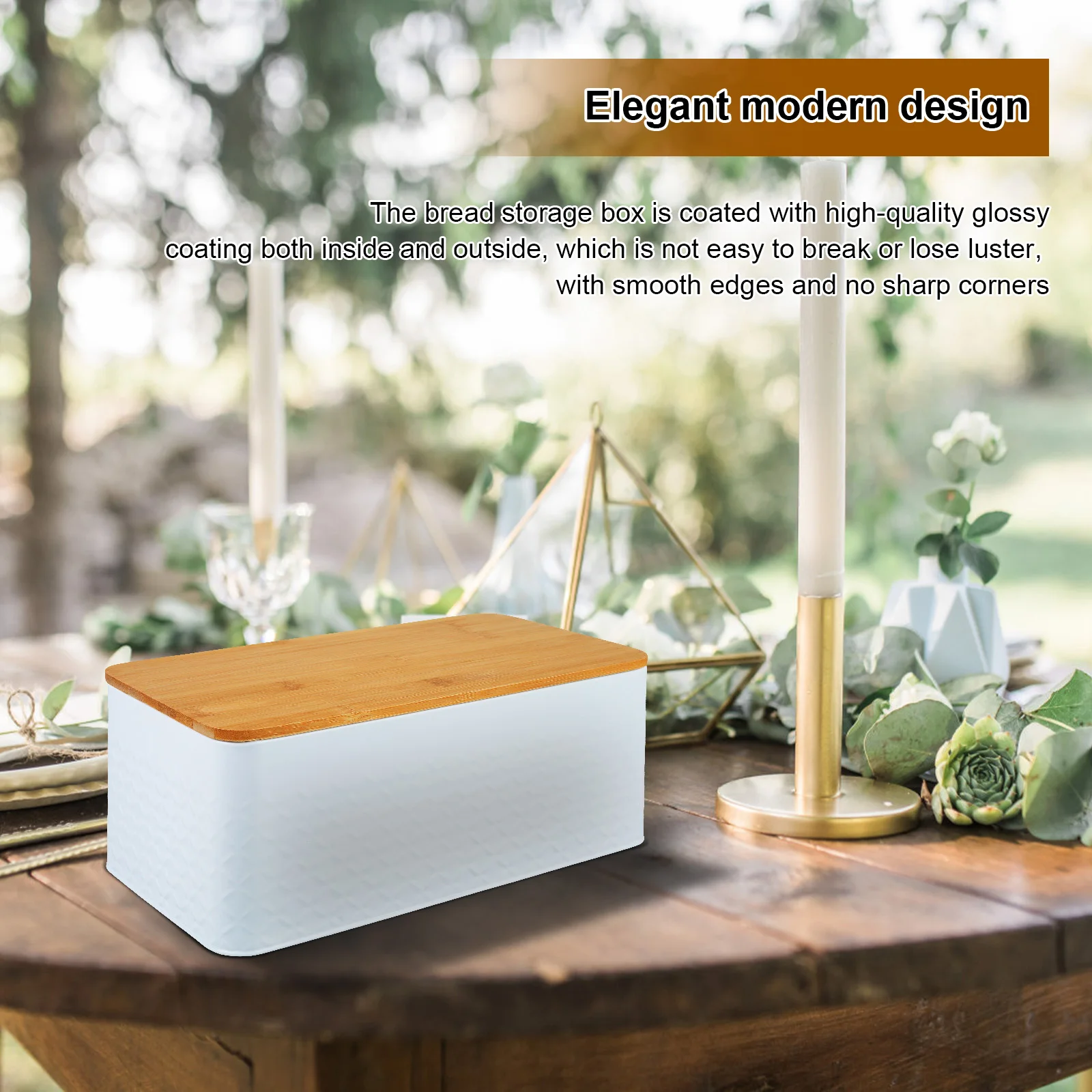 Bread Box with Bamboo Lid Metal Bread Bin Kitchen Reusable Breathable Storage Container Dessert Snack Food Box for Home