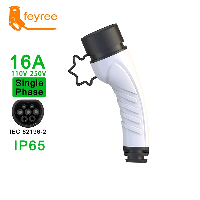 

feyree EV Charger Plug Type2 Female Car Side IEC62196-2 Adapter 16A 32A 1 Phase 3 Phase for Electric Vehicle Charging Station