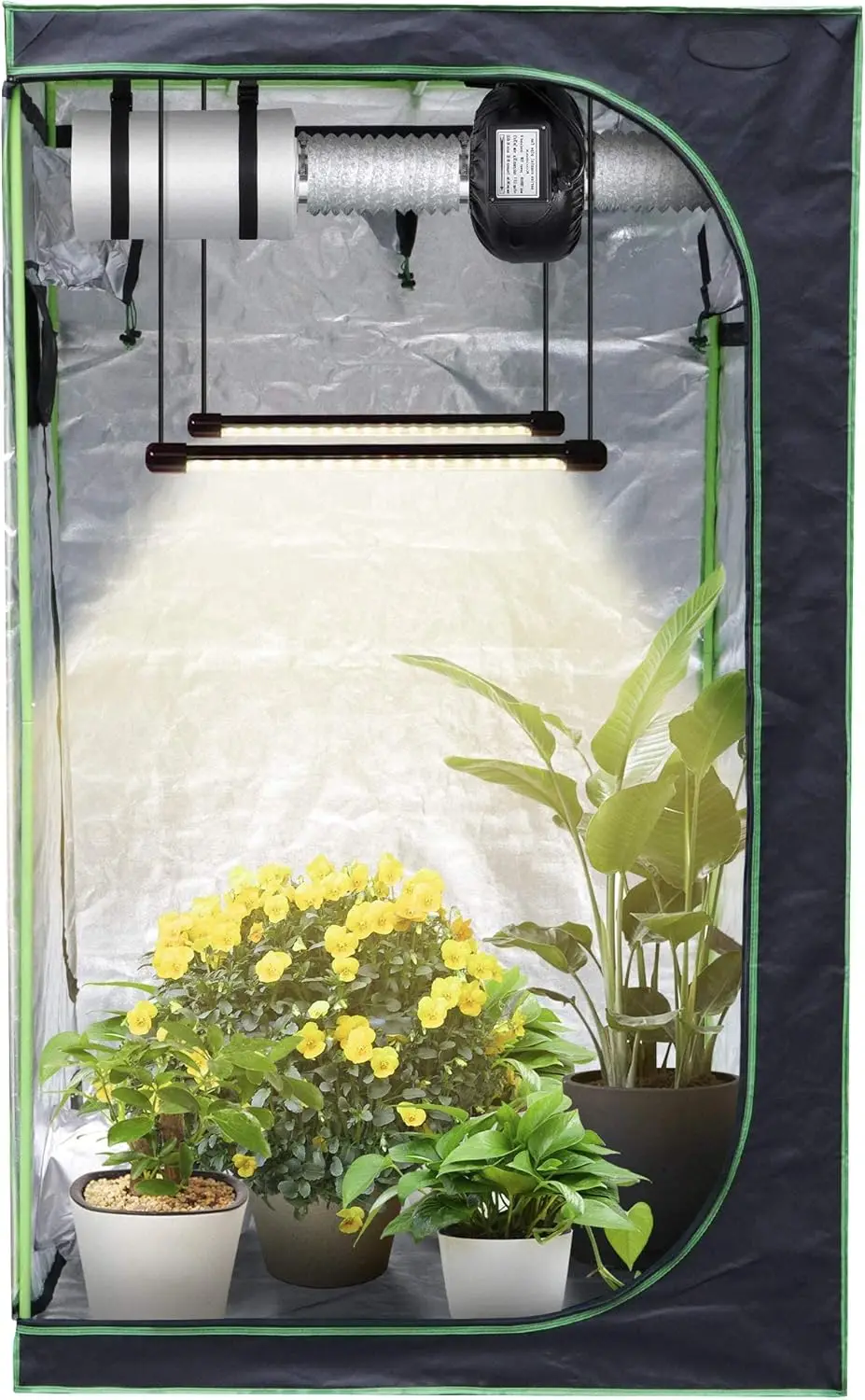 48'' x 48''x 80'' Grow Tent, 4'x4' Indoor High Reflective Mylar Hydroponic Growing Tent Room with Observation Window and Floor