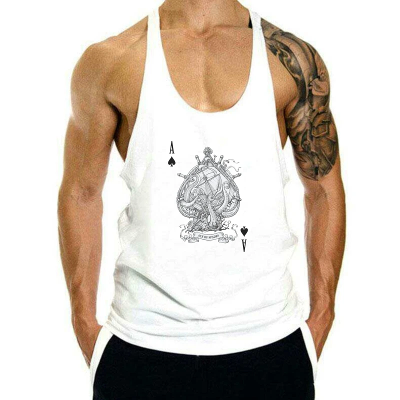 

Ace Of Spades Nautical tank top men Unisex Indie Retro New Arrival Tee Sea Cards Top sleeveless Letters Pride tank top men Men N