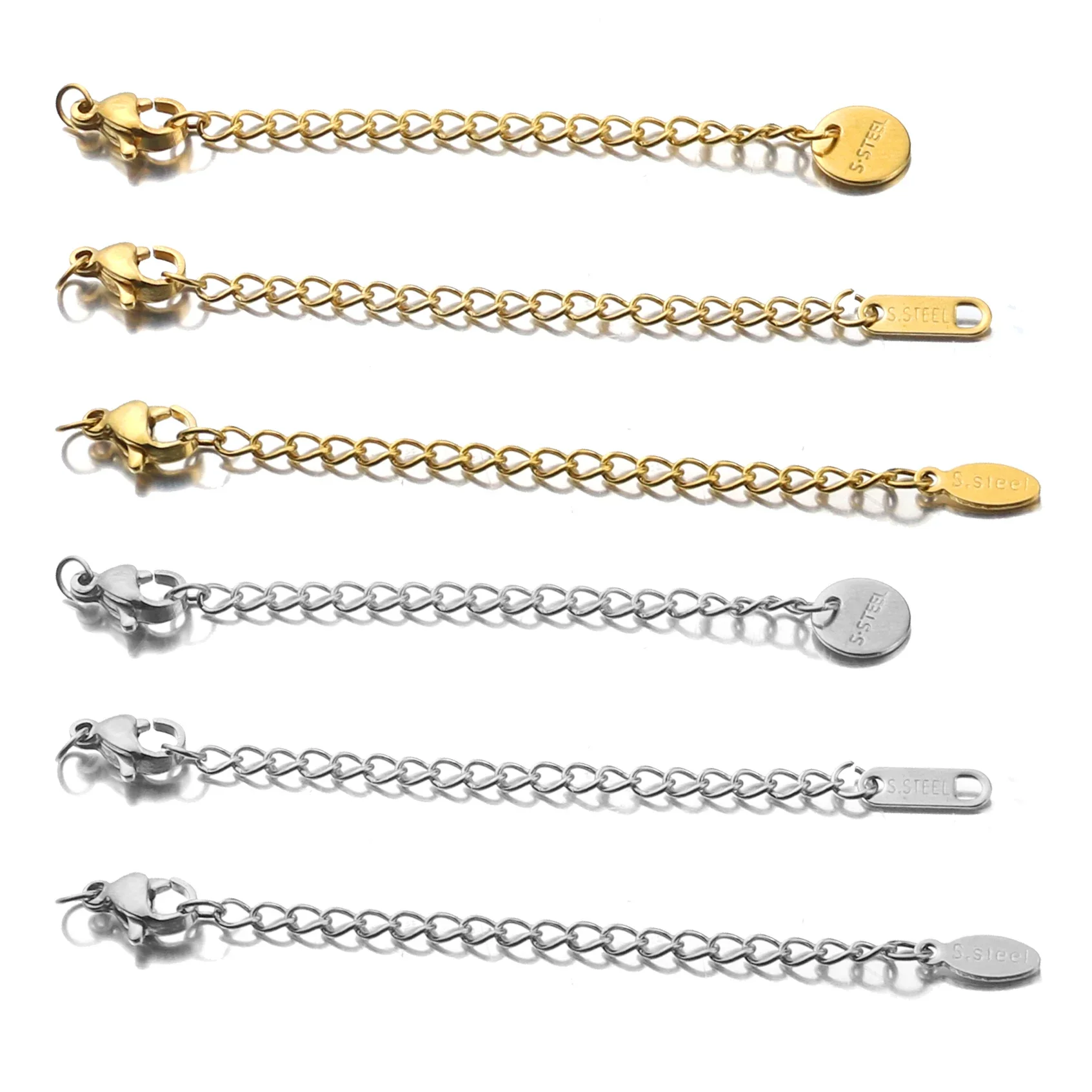 Lobster Clasps 10pcs/lot Stainless Steel Extended Extension Tail Chain Lobster Clasps Connector DIY Jewelry Making Findings Bracelet Necklace