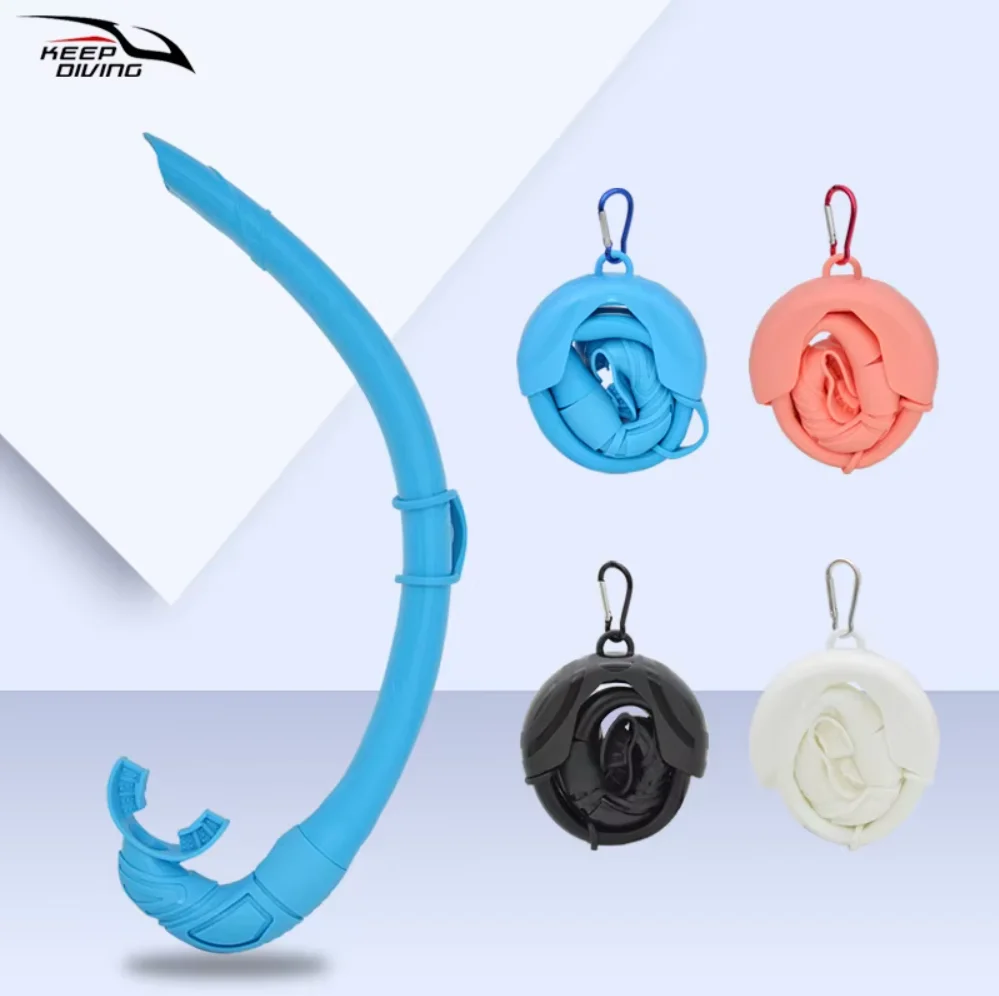 Snorkeling Full Silicone Wet Type Snorkel Tube Foldable Snorkel With Buckle Free Diving Scuba Swim Equipment 1Pcs