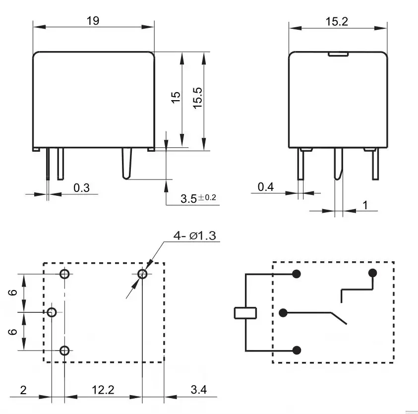 New TH-T73-DC12V-A-S (T73-1A-12V-10A) Relay 4 pins