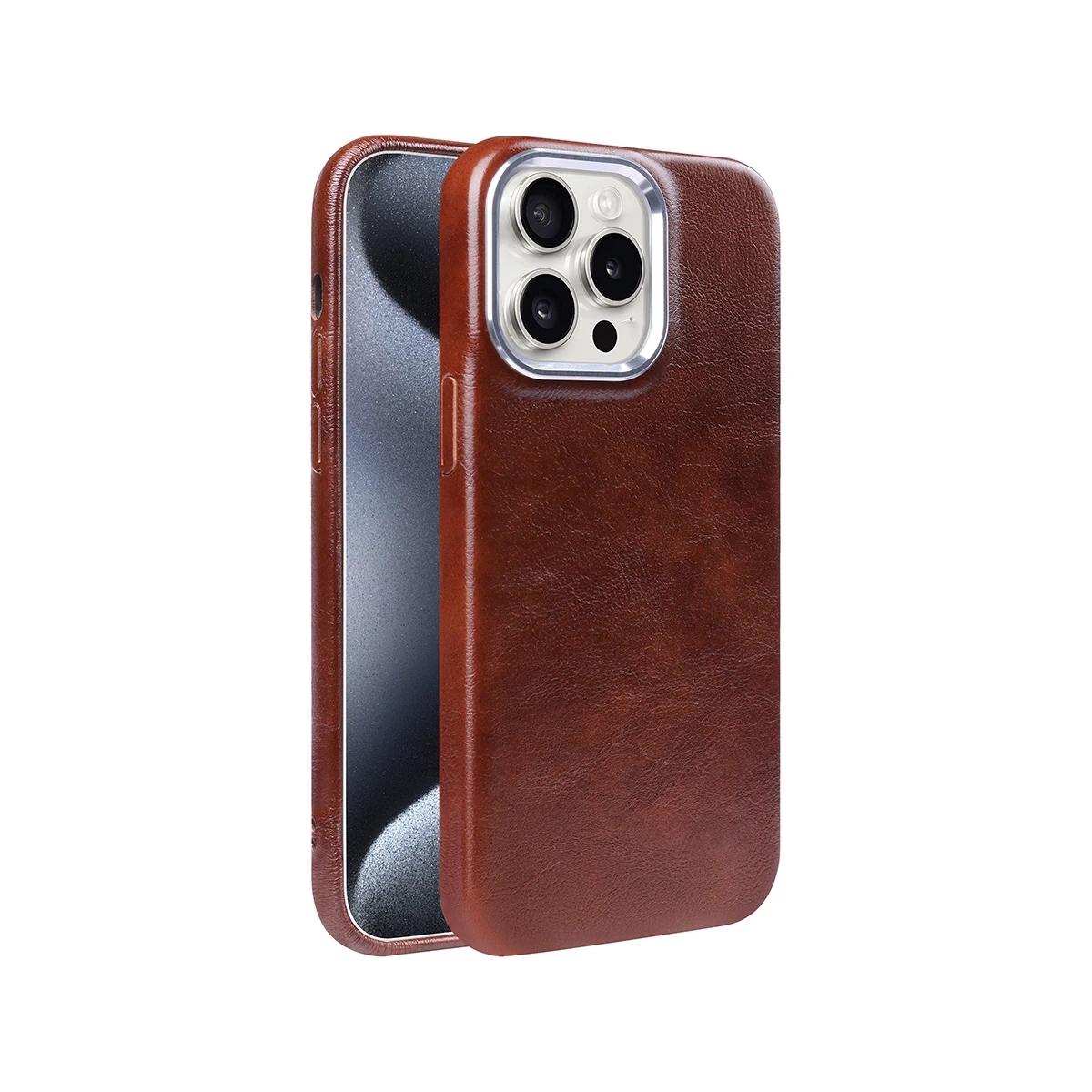 Luxury Classic Retro Textured Metal Frame PU Leather Phone Case