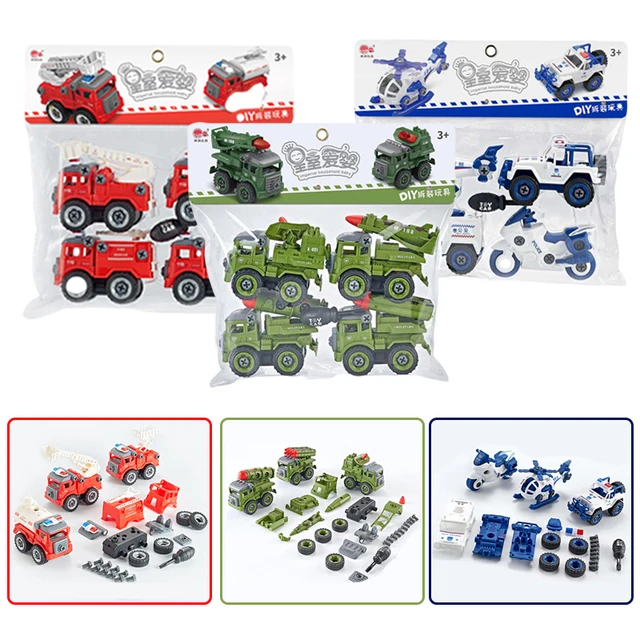 DIY Disassembly Engineering Car Building Block Educational Children Puzzle Toys For Kids Nut Assembly Vehicle Excavator Boys Toy 3