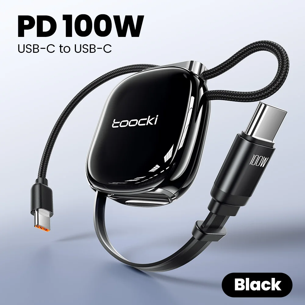Toocki Retractable 100W Magnetic USB-C Fast Charging Cable with Travel Lanyard